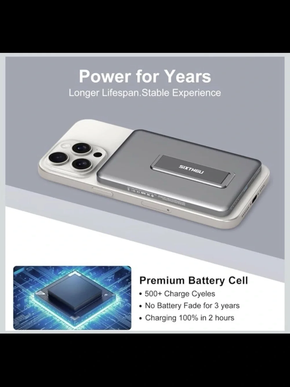 Magnetic Slip portable charger with stand 5000mAh wireless power bank (alloy)